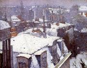Gustave Caillebotte Snow-covered roofs in Paris Spain oil painting artist